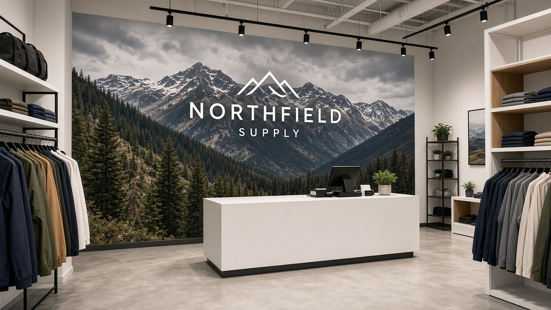 Store interior wall mural