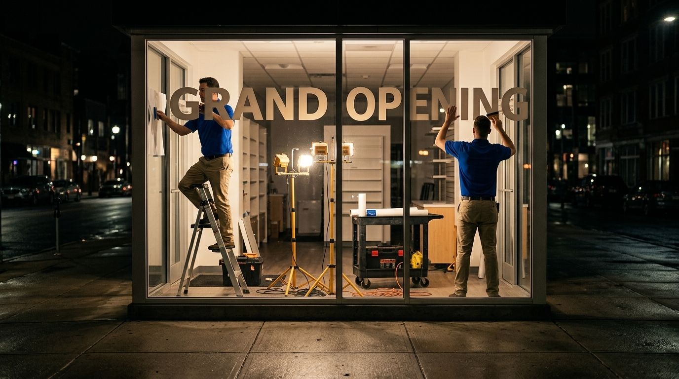Overnight grand opening install