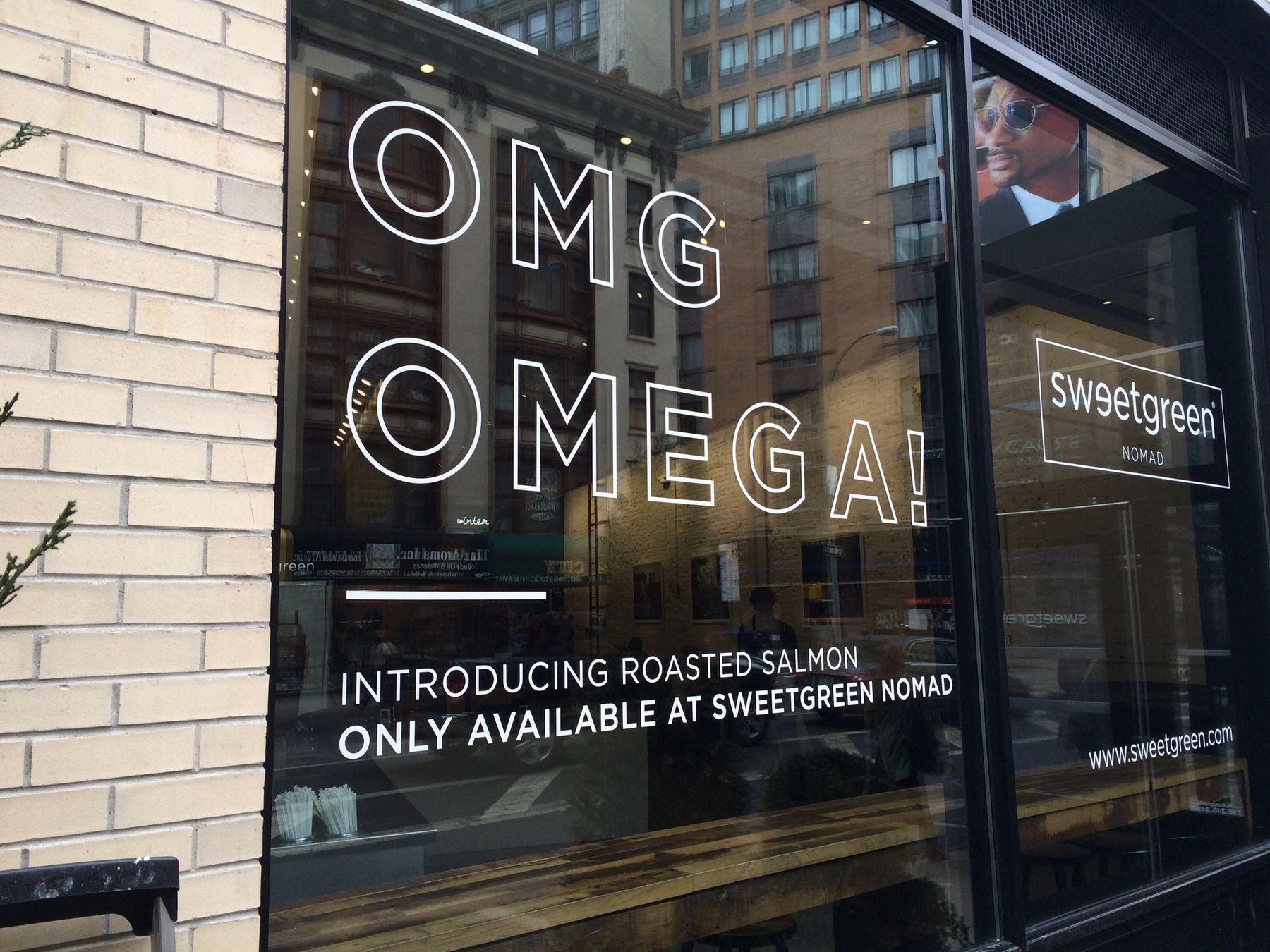 Restaurant window vinyl lettering