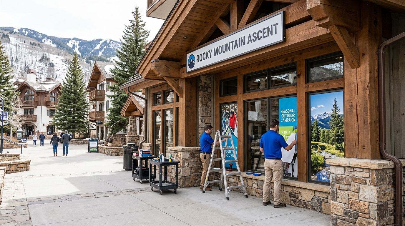 Graphic installation in Denver, Colorado: storefront and window graphics by NGI
