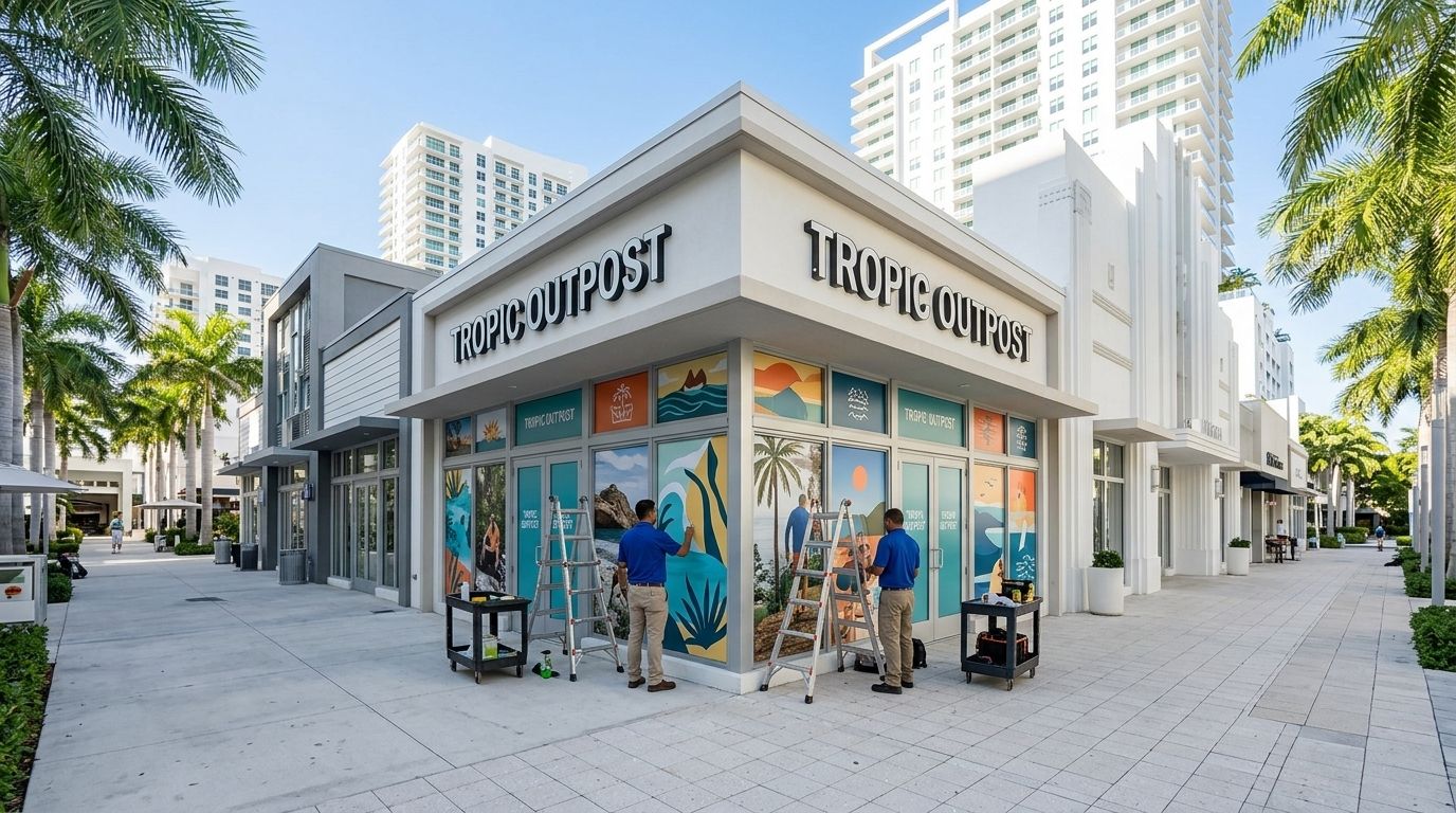 Graphic installation in Miami, Florida: storefront and window graphics by NGI