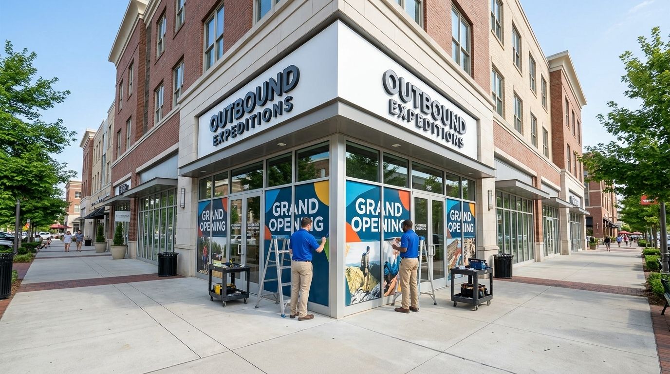Graphic installation in Louisville, Kentucky: storefront and window graphics by NGI
