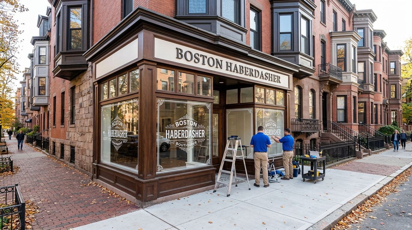 Graphic installation in Boston, Massachusetts: storefront and window graphics by NGI