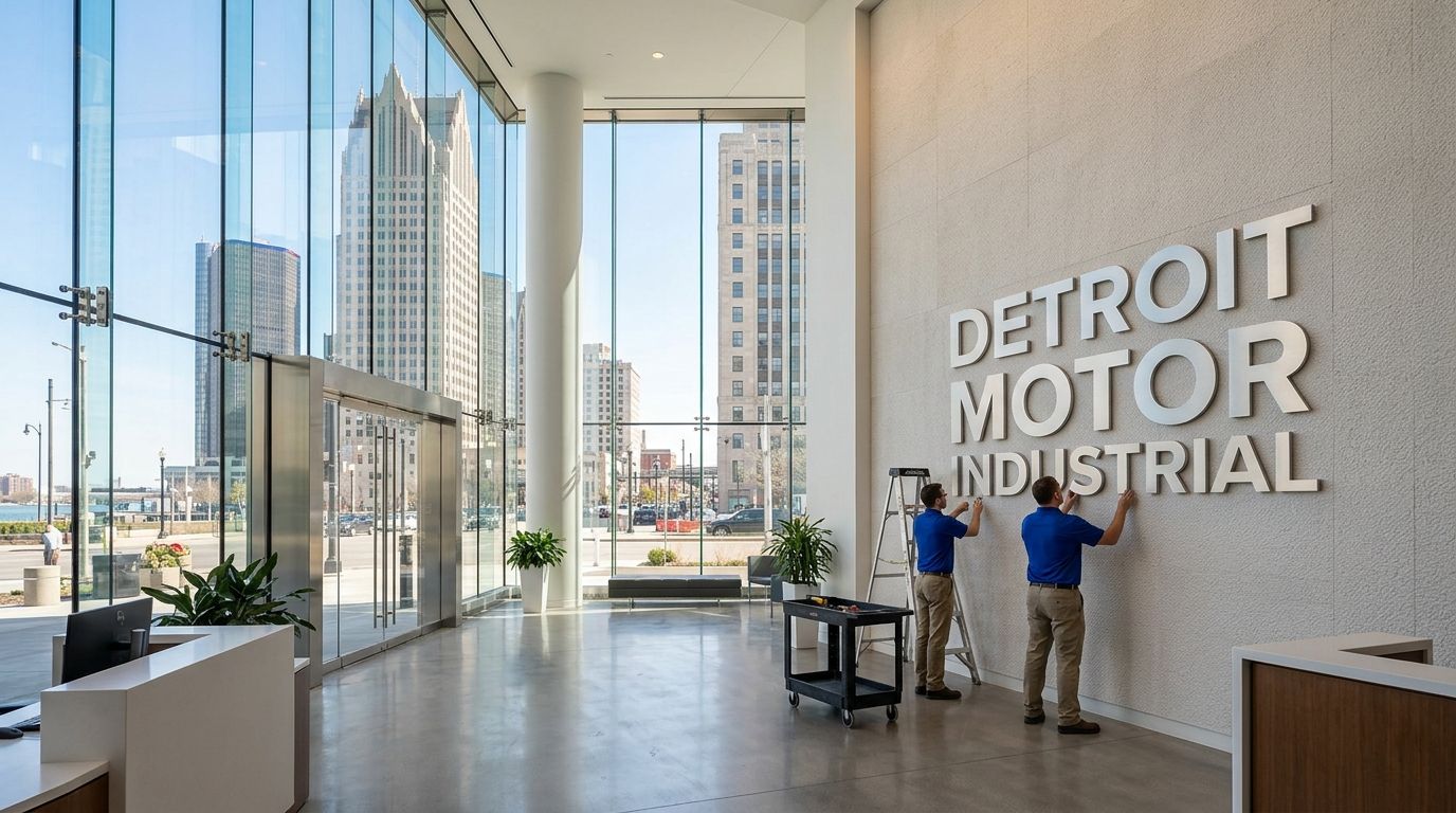 Graphic installation in Detroit, Michigan: storefront and window graphics by NGI