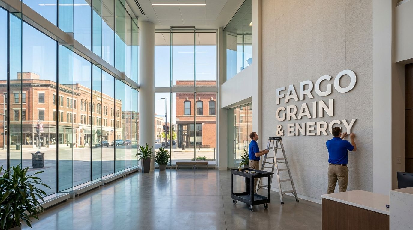 Graphic installation in Fargo, North Dakota: storefront and window graphics by NGI