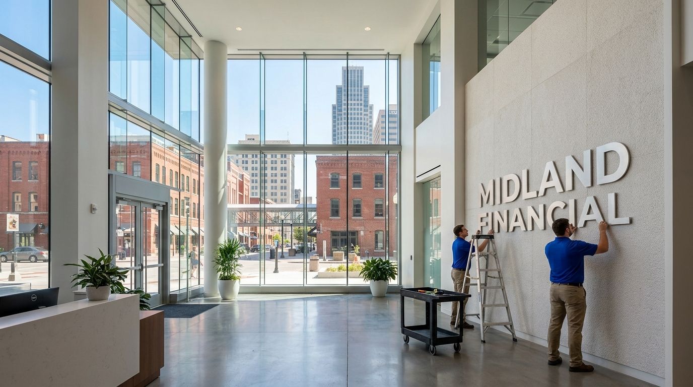 Graphic installation in Omaha, Nebraska: storefront and window graphics by NGI