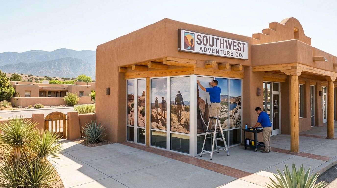 Graphic installation in Albuquerque, New Mexico: storefront and window graphics by NGI