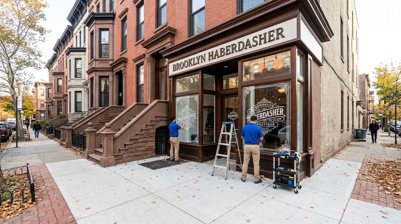 Graphic installation in New York City, New York: storefront and window graphics by NGI