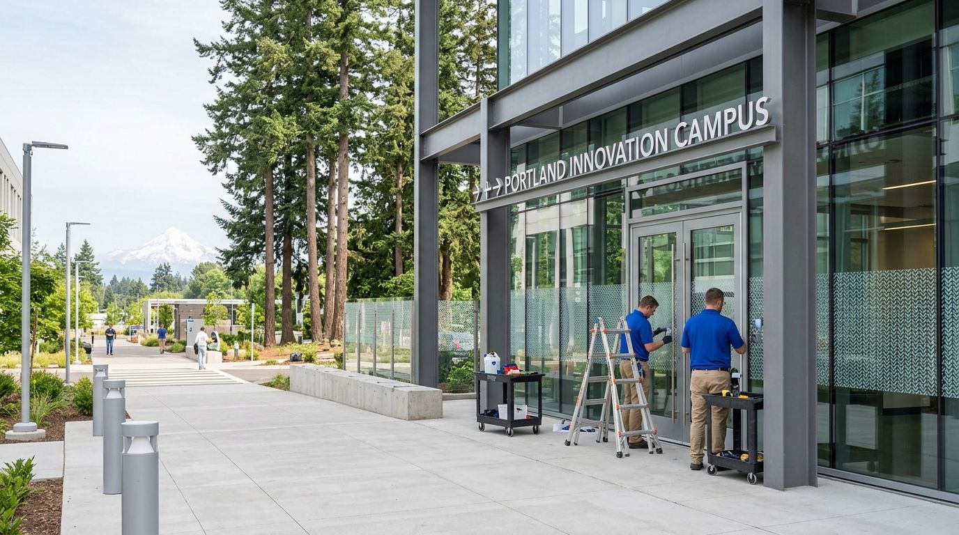 Graphic installation in Portland, Oregon: storefront and window graphics by NGI